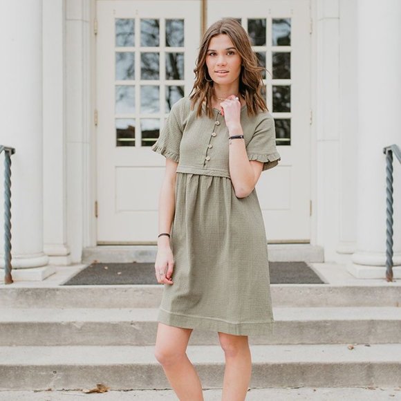 Piper & Scoot Dresses & Skirts - Piper & Scoot: Peasant Dress in Olive Green